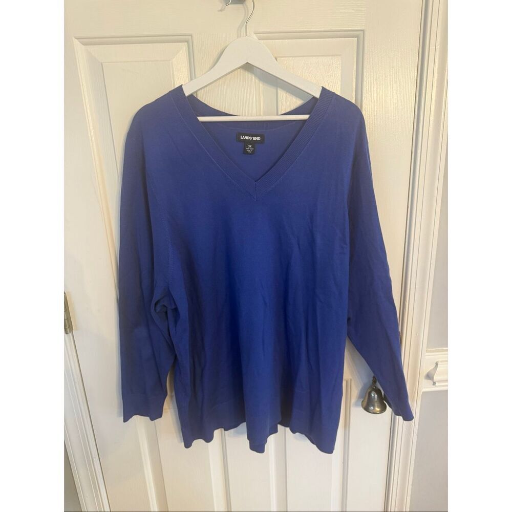 Lands End Violet Blue V-Neck Sweater sz 3x